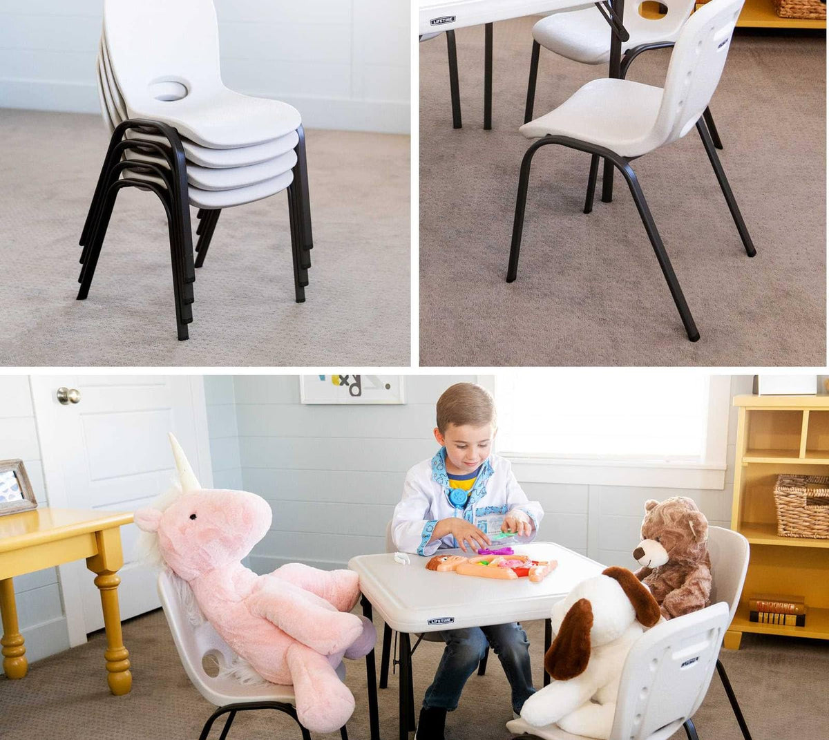 Kids Stacking Chair, Almond