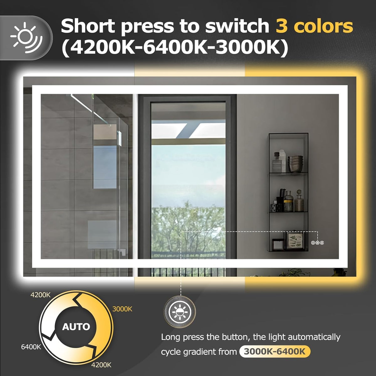 55"X30" LED Bathroom Mirror with Lights, UL Listed
