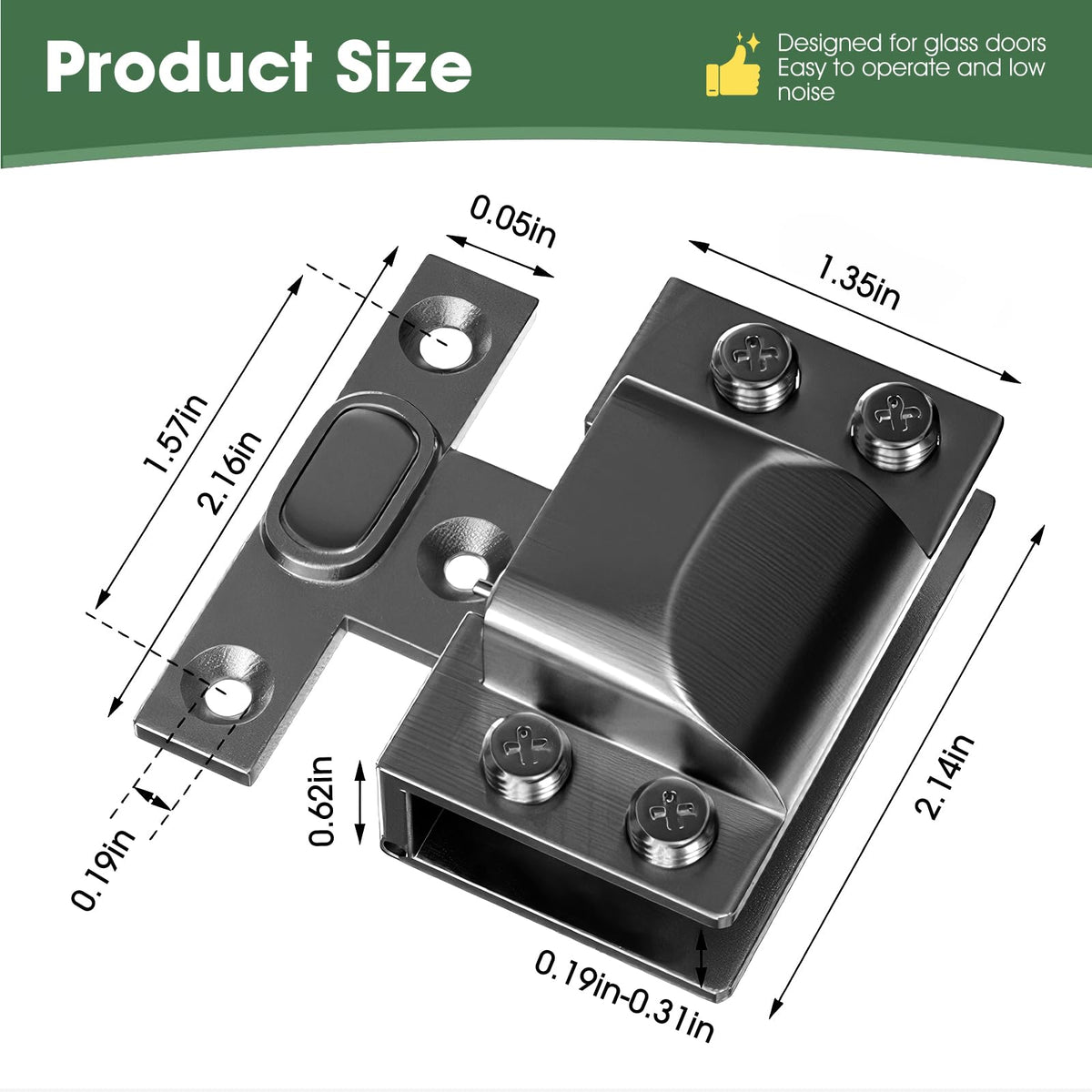 Glass Cabinet Door Hinges, 304 Stainless Steel 5-8mm Glass Doors, Black:2