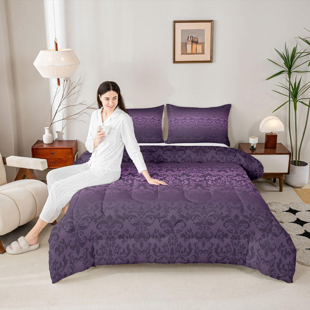 Gothic Damask Comforter Set Vintage Jacquard Bedding Set