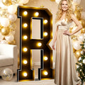 4FT Marquee Light Up Letters R, Black Marquee Letters for Party