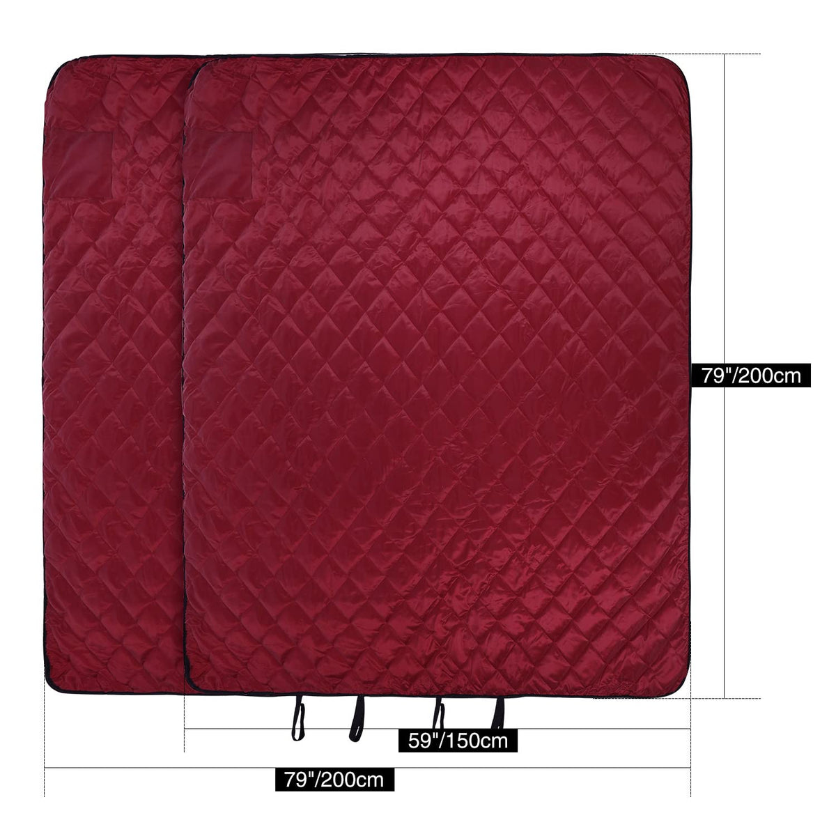 Large Warm Blanket with Sherpa Lining, Cold Weather Outdoor Blanket Windproof for Camping Stadium, Machine Washable
