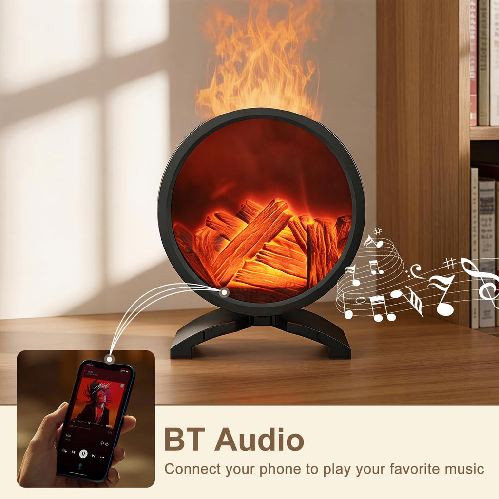 Fireplace Flame Oil Diffuser with Speaker & 260mL Fire Oil Diffuser, Essential Oil Diffuser 5 Color Fire Aroma
