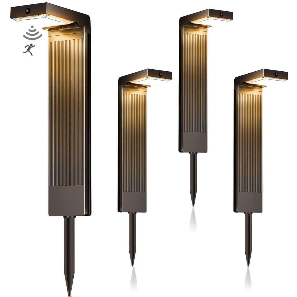 Motion Sensor Solar Pathway Lights Outdoor,6 Working Modes,4 Pack