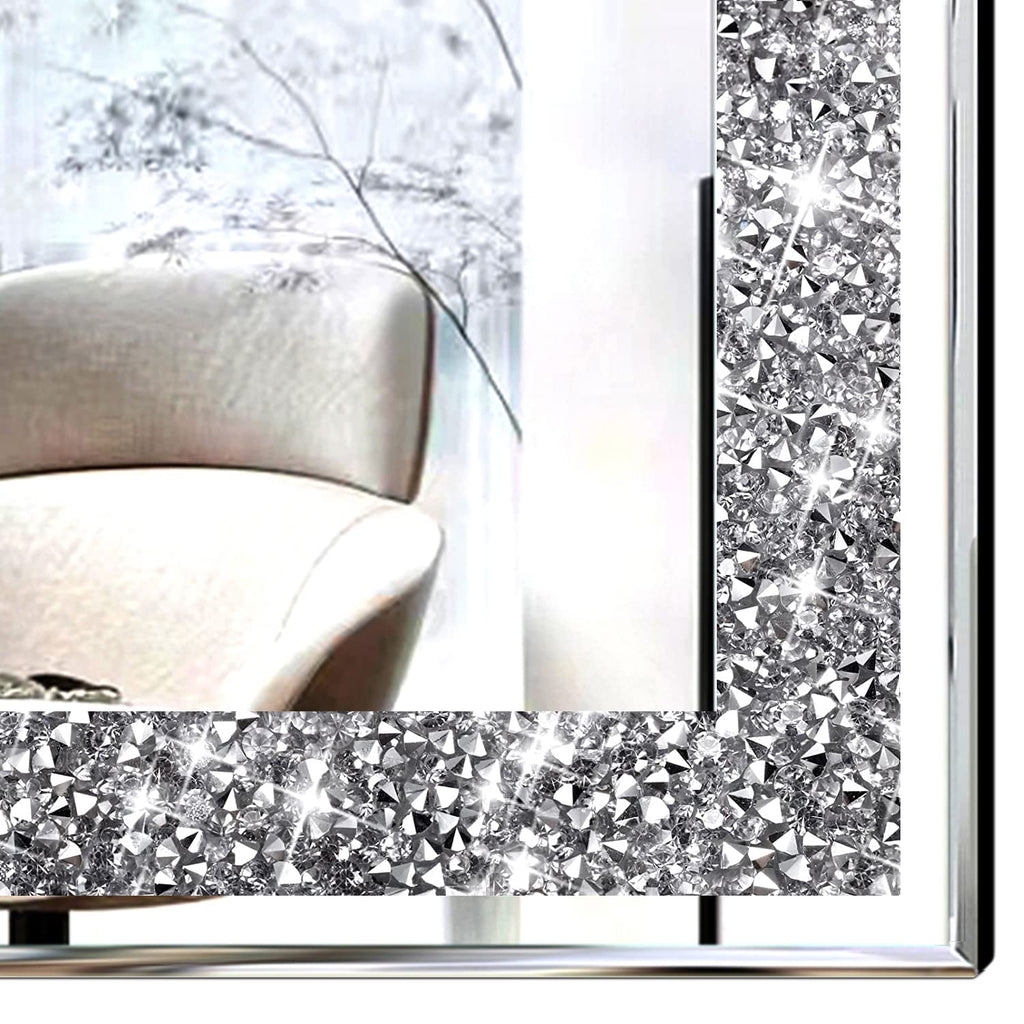 2 Piece Wall Mirrors, Crush Diamond Wall Décor Silver Decorative Mirrors . (11"x15")