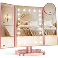 Magnifying Vanity Mirror with Light, Trifold Makeup Mirror