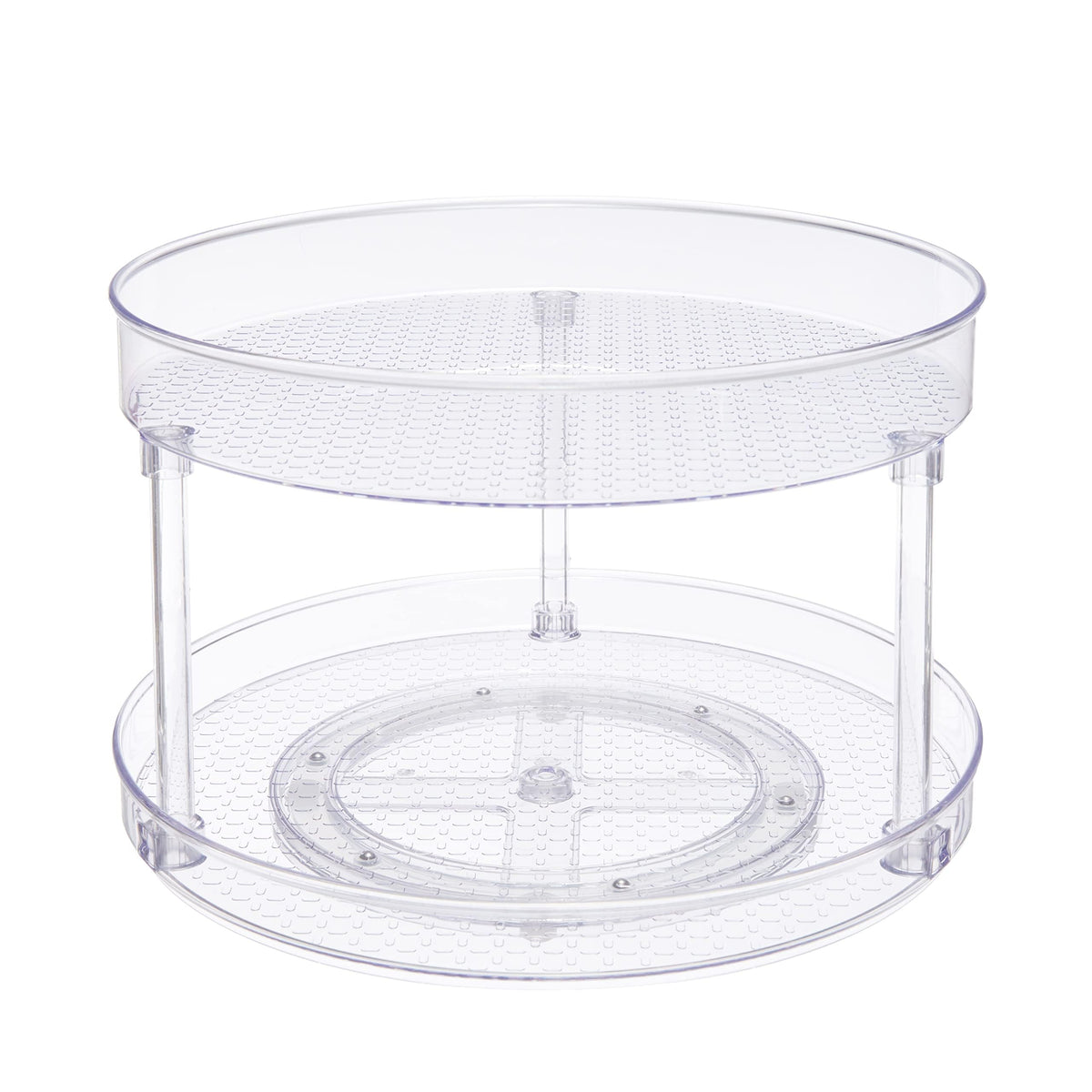 2 Tier Lazy Susan Turntable Organizer for Condiments, 12" Diameter, Clear