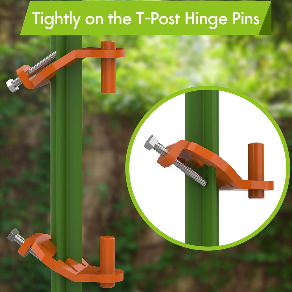 T-Post Gate Hinge Pins - Heavy Duty Gate Hanger, Hang a gate from a Metal T Post, Steel Gate Hinges Target Hanger for