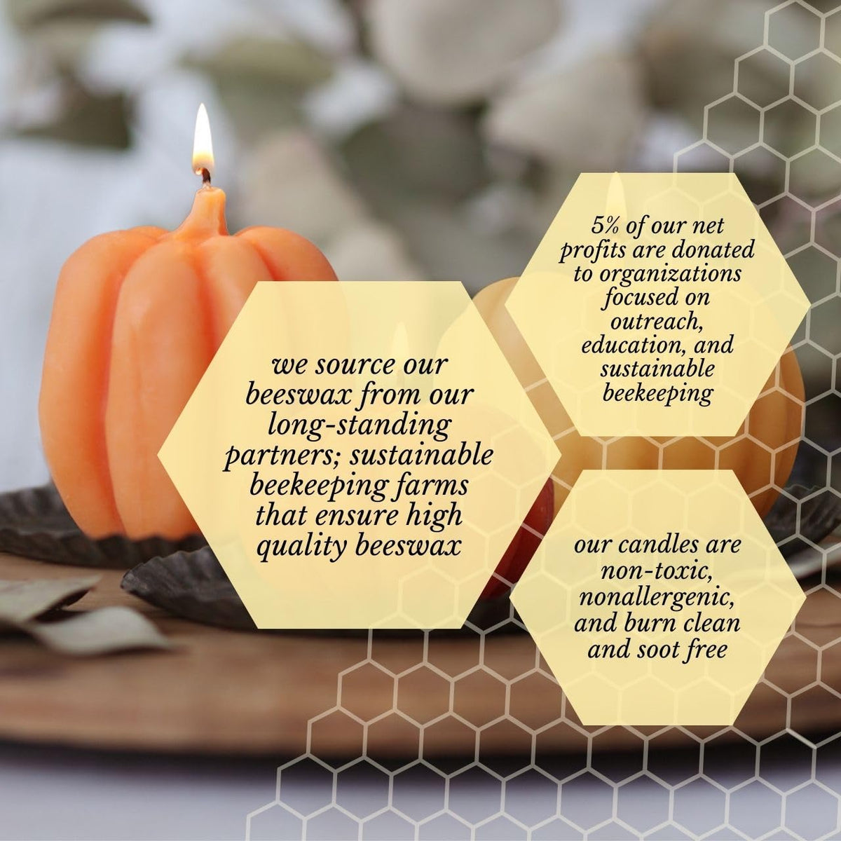 Beeswax Pumpkin Candle, Orange (3 x 3.25in)
