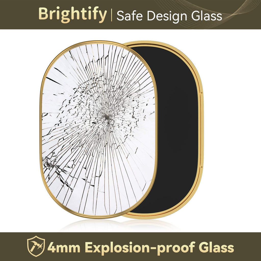 Gold Oval Mirror for Wall 24x36 Inch