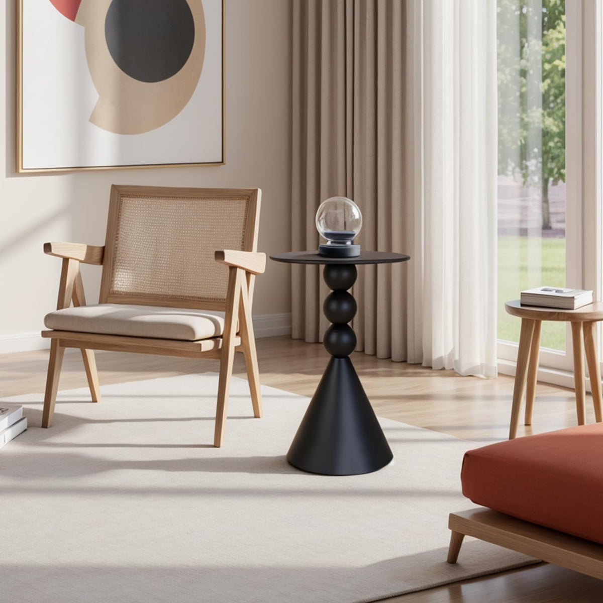 Inspired Saarinen Style Metal Round Martini Table, Vintage Drum Side, Modern Nightstand Accent Pedestal Tables Coffee Tables for Small Space