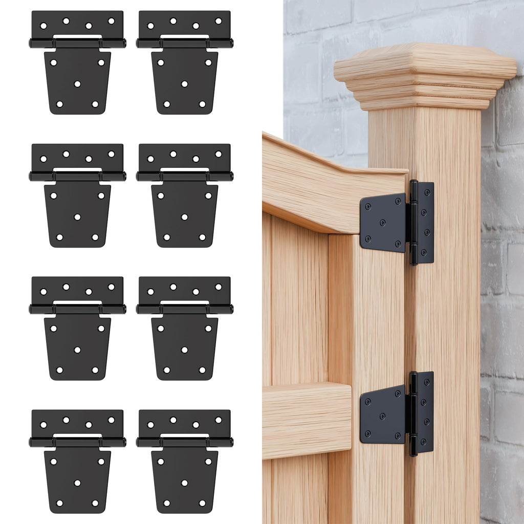3.5 Inch Heavy Duty Gate Hinges, 8 Pack Extra Thick Black Iron Door Hinges