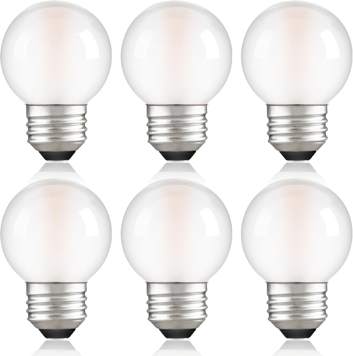 G16.5 E26 Dimmable LED Filament Globe Bulb, 4W/40W Equivalent 2700K Warm White Frosted Glass, Indoor & Outdoor - Set of 6