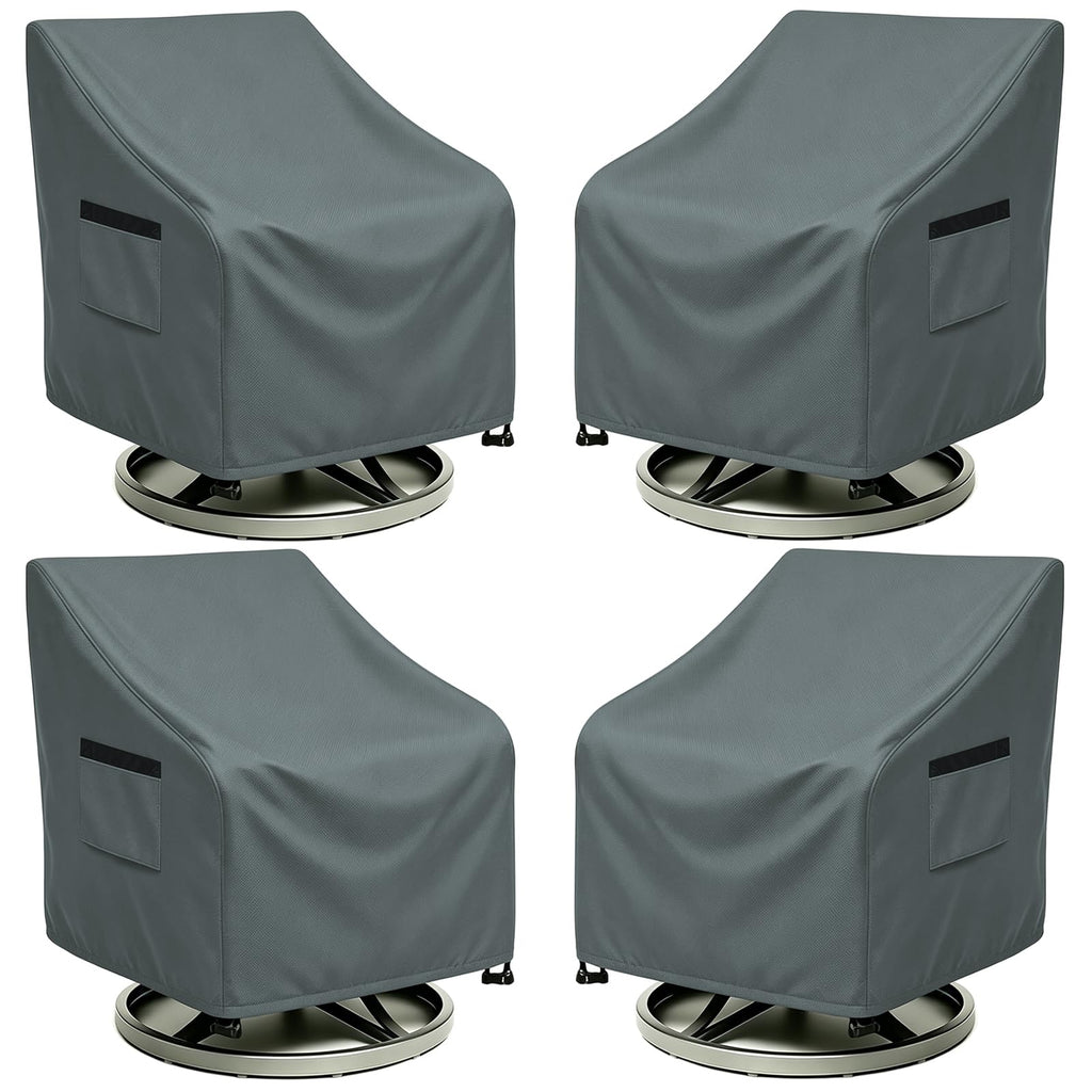 Outdoor Swivel Lounge Chair Cover 4 Pack, (30 L x 34 W x 38.5 H inches) Waterproof Heavy Duty Outdoor Chair Covers