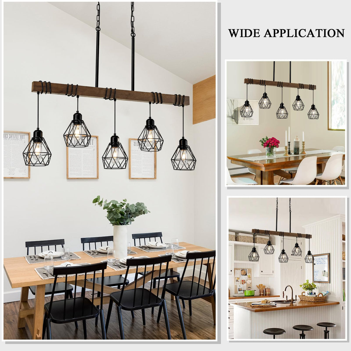 Farmhouse Dining Room Light Fixture,38.1" Kitchen Island Chandelier