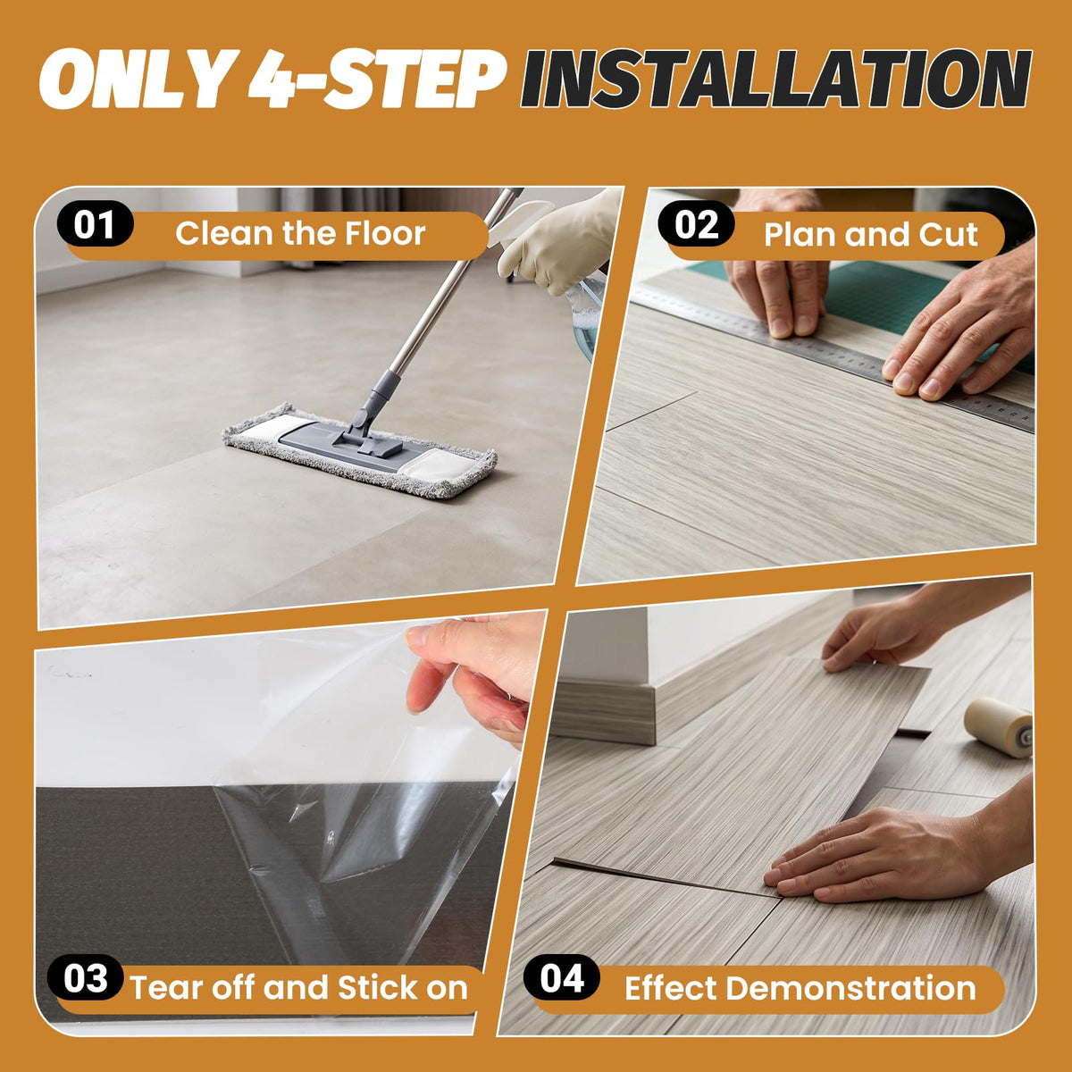 40 Pack Peel and Stick Flooring Tile Waterproof Vinyl Flooring