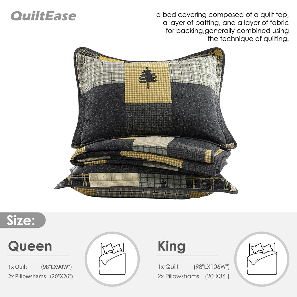 Cabin Plaid Quilt - 100% Cotton Western Bedding Set