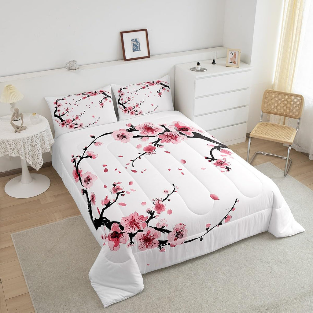 Cherry Blossoms Traditional Comforter Set Bedding