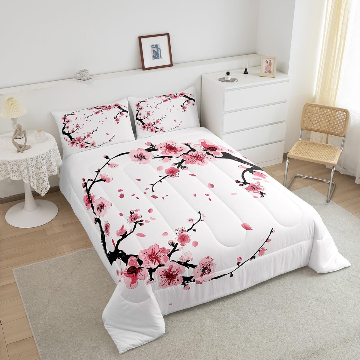 Cherry Blossoms Traditional Comforter Set Bedding