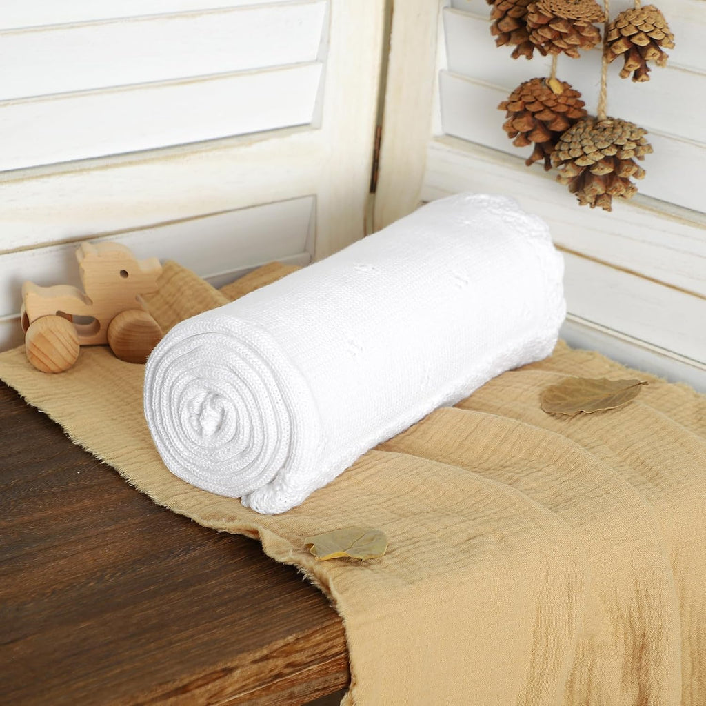 Organic Cotton Baby Blanket for Boys Girls, 30x40 Inch (White)
