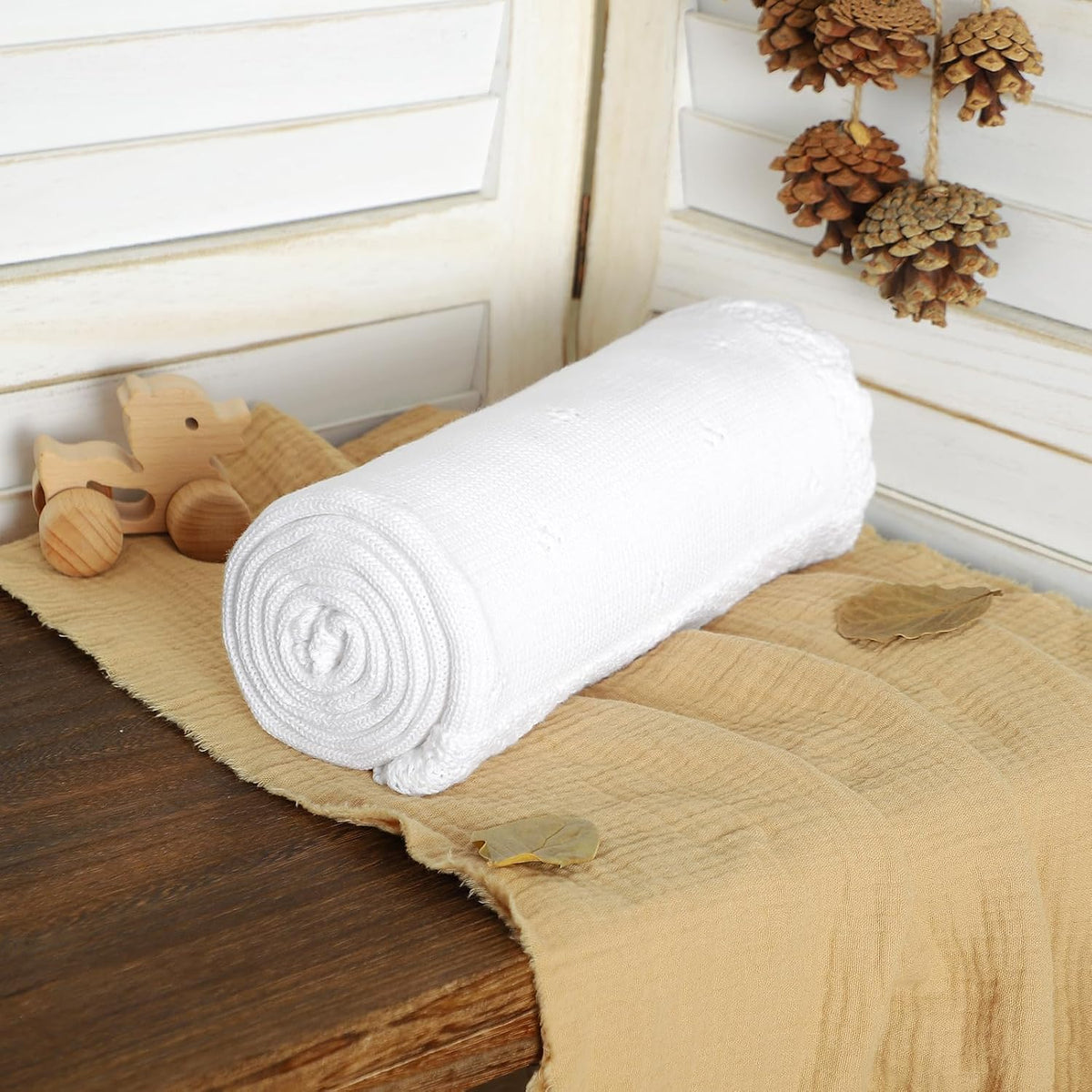 Organic Cotton Baby Blanket for Boys Girls, 30x40 Inch (White)