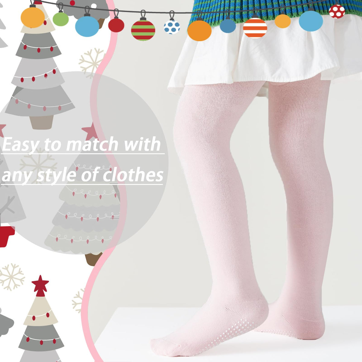 Angel Baby Girl Tights Non Slip Baby Tights Warm Cotton Leggings Seamless Pantyhose Non-Skid Grip