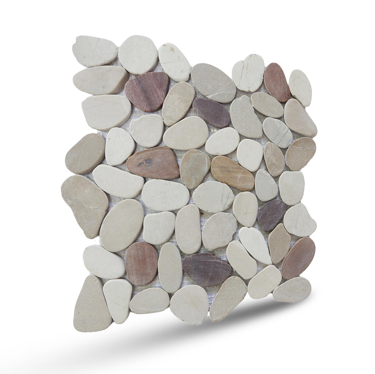 Cherry Sliced Pebble Mosaic, Tumbled Stone Backsplash Tiles Walls, Shower and Bathroom Floors, and Outdoor Areas (12"