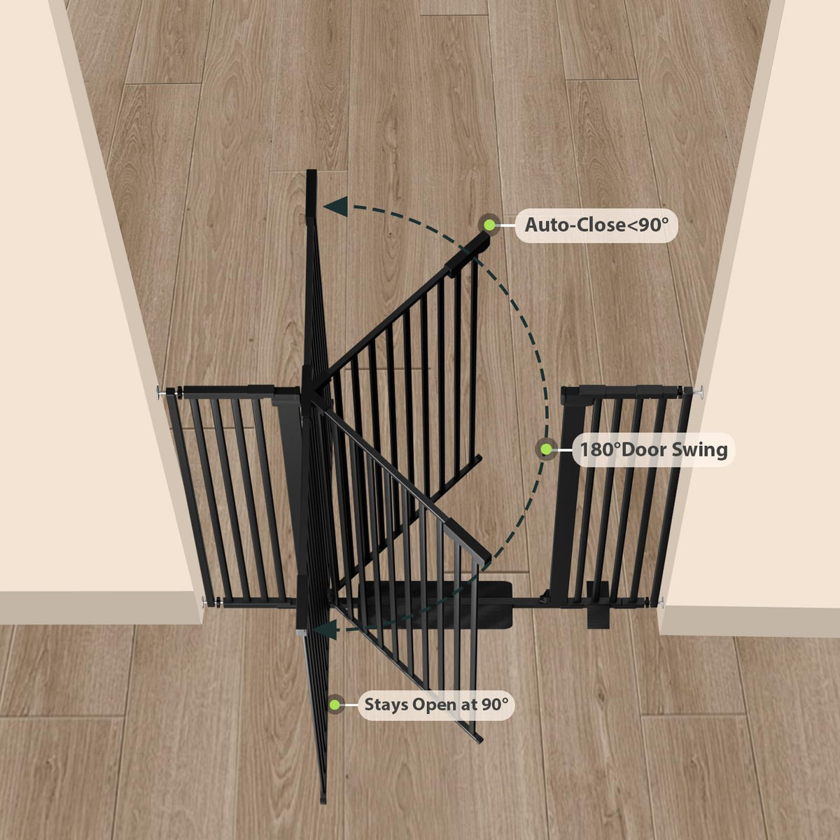 Extra Wide Baby Gate Fits 30-63 Inch Wide Opening, Toddler Pet Gate for Stairs Doorways Hallways Indoor, Walk Thru
