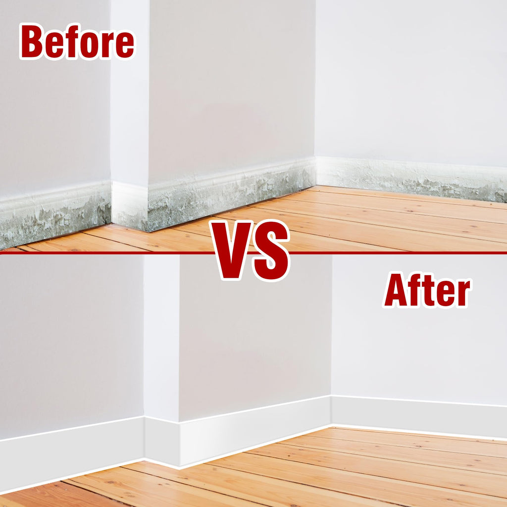 Vinyl Baseboard Molding Trim 4 Inch x 40 Feet Peel and Stick Baseboard Trim Flexible PVC Cove Base Moulding