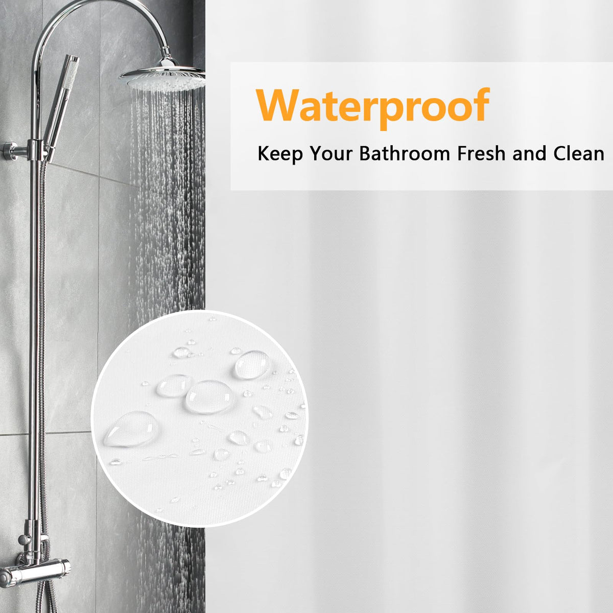 Waterproof Fabric Shower Curtain Liner 84'' Wide with 3 Large Magnets, 84 x 72 inch White Cloth Shower Liner