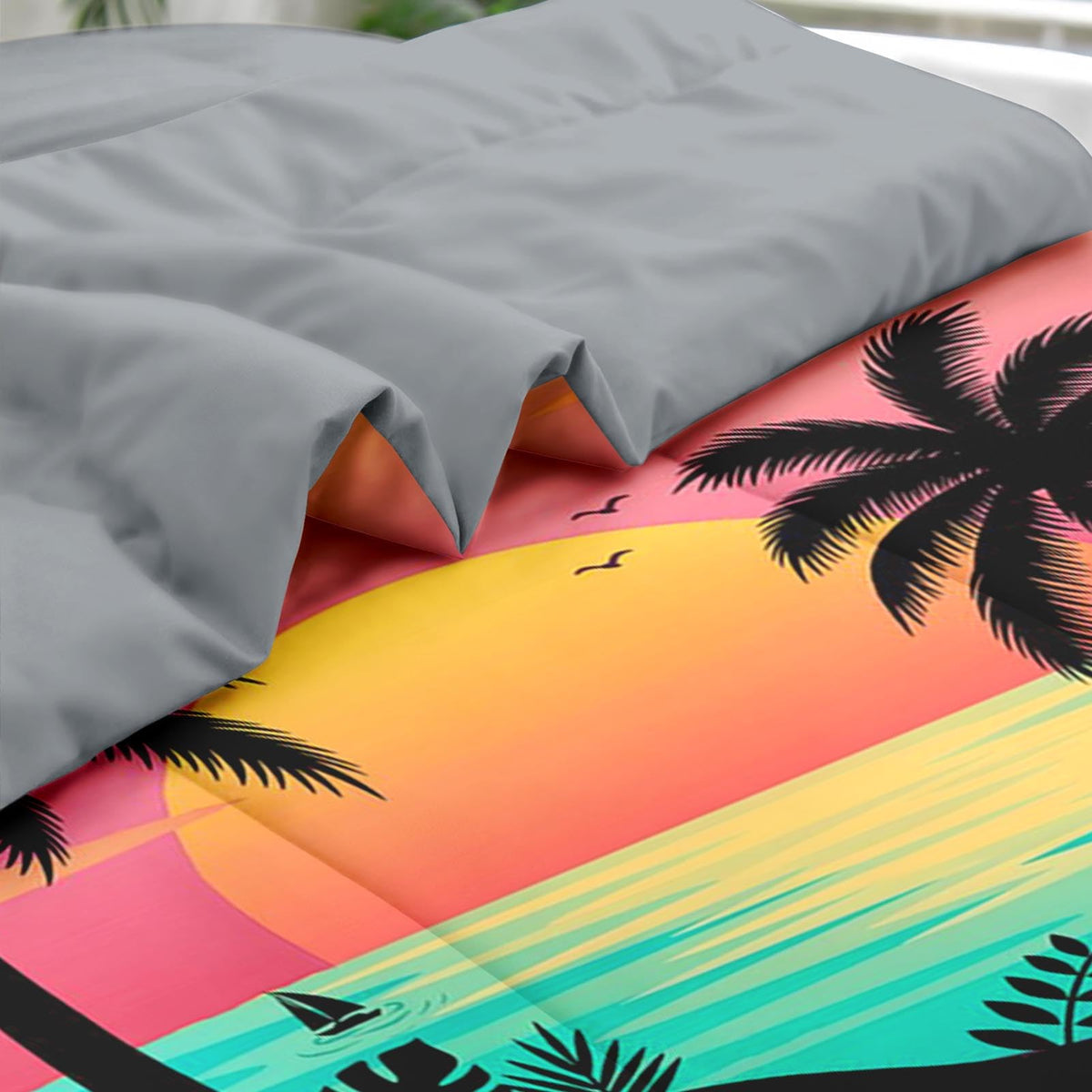 Comforter Set with Sheets, 5 Pieces Beach Sunset Bedding