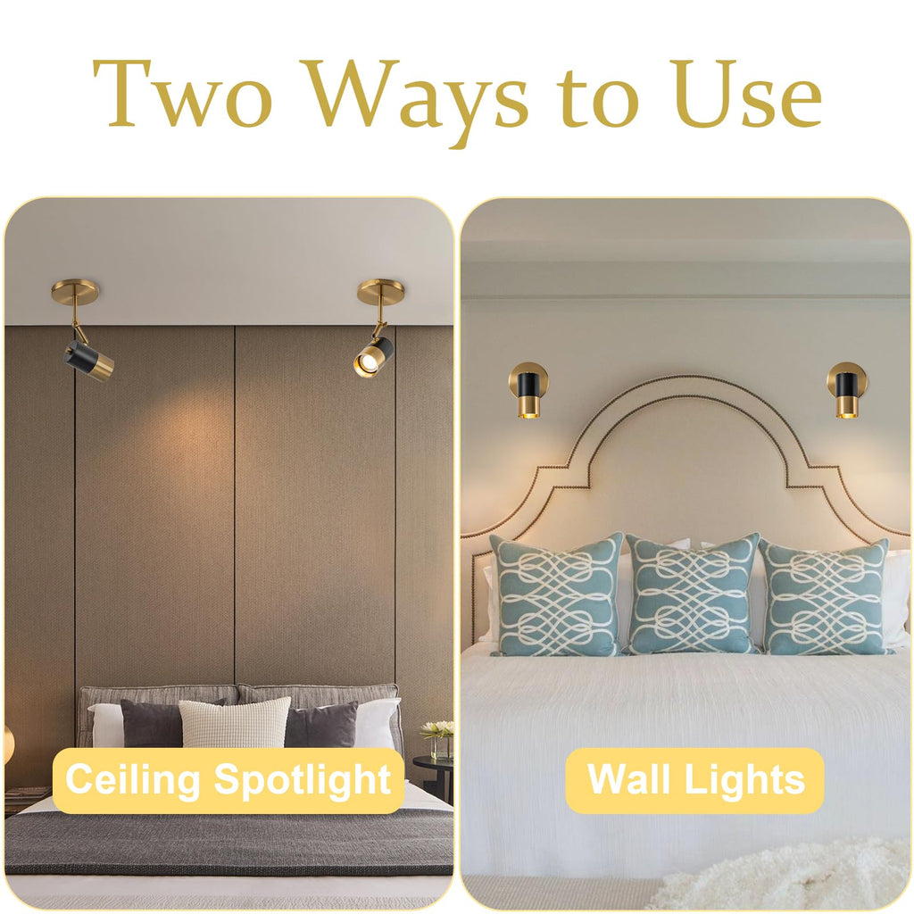 Modern Ceiling Spotlight, Gu10 Spot Lights Indoor with 350° Pivoting, 2-Packs Adjustable Directional Spotlight