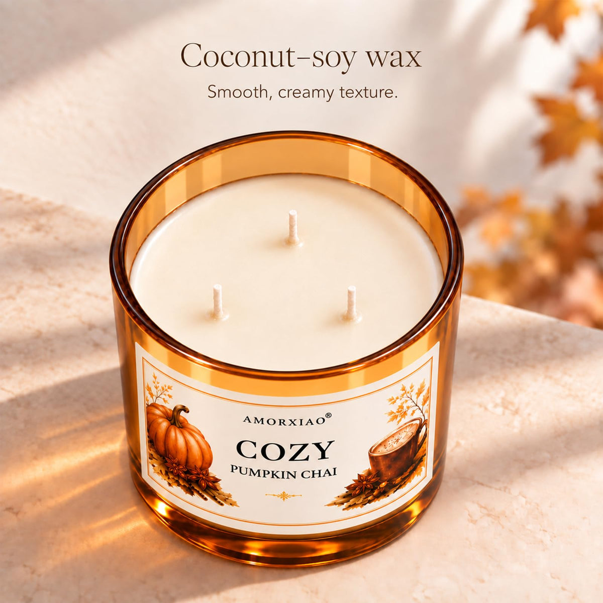 Fall Scented Candle Gifts Set, 13.4 oz Soy Coconut Wax Candle, Pumpkin Chai