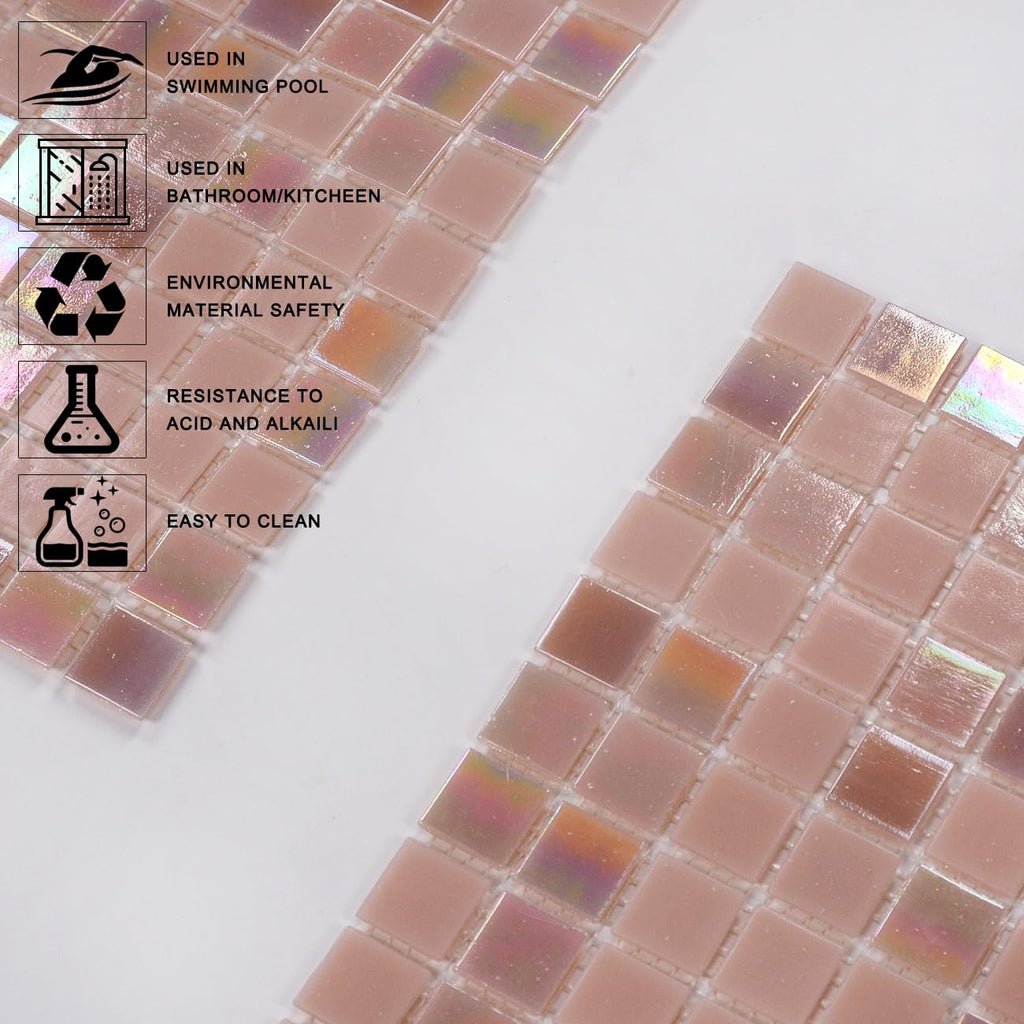 11.5sq.ft Pink Mosaic Glass Mosaic Tile , Pool, Backsplash