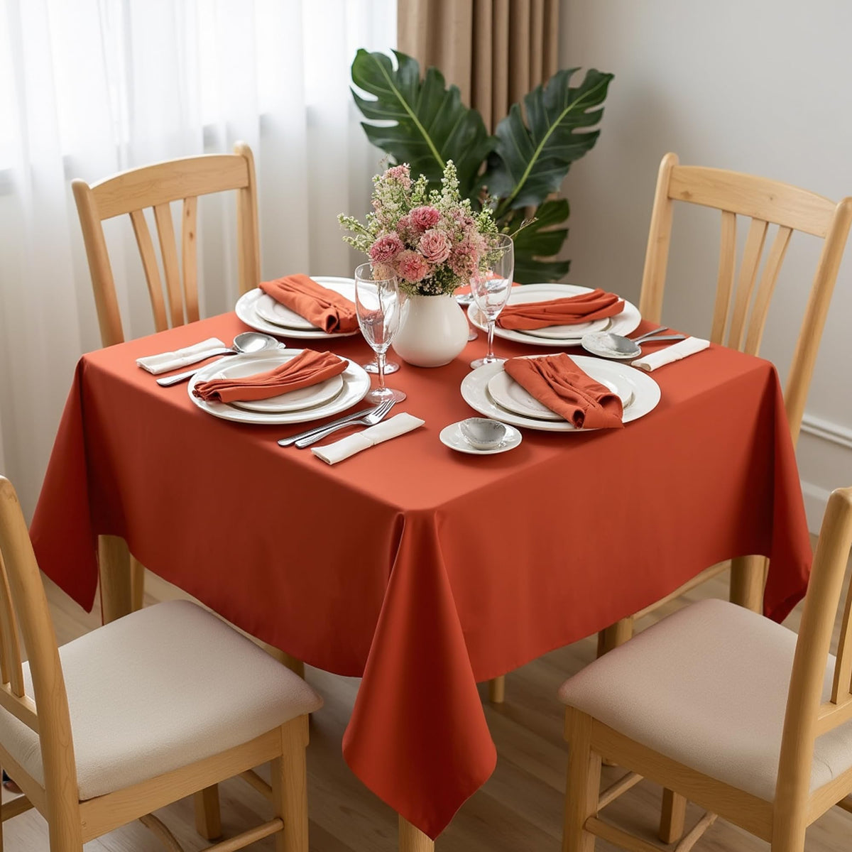 Square Tablecloths Fall Table Cloth, Rust, 85x85 Inch