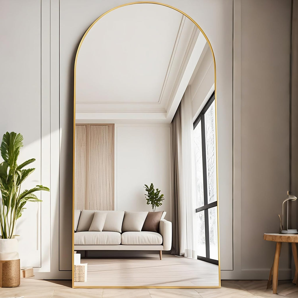 Full Length Mirror, 71′′x30′′Arched Large Floor Body Mirror (Gold)