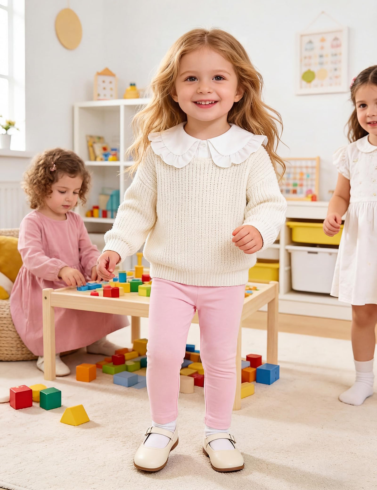 3 Pack Baby Cotton Pants Toddler Boys Girls Leggings Basic Clothes Black+Light Pink+Light Gray