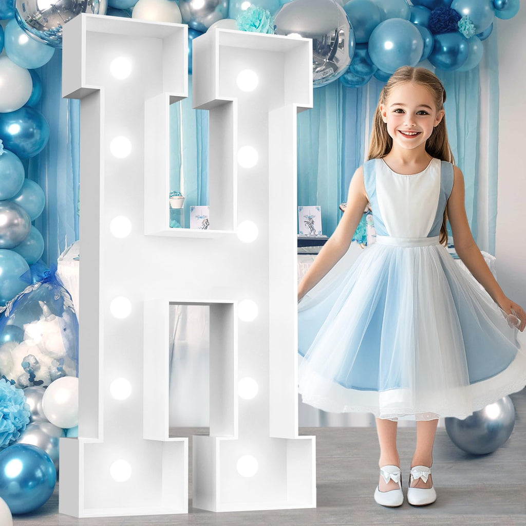 Easy-Assemble 4FT Cool White Marquee Light Up Letter H