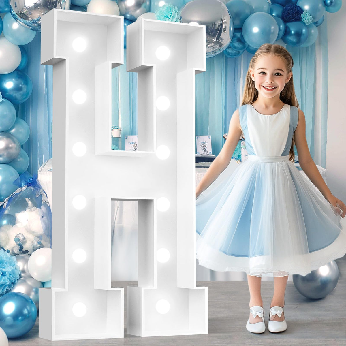 Easy-Assemble 4FT Cool White Marquee Light Up Letter H