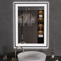 24"X32" LED Bathroom Mirror Black Framed