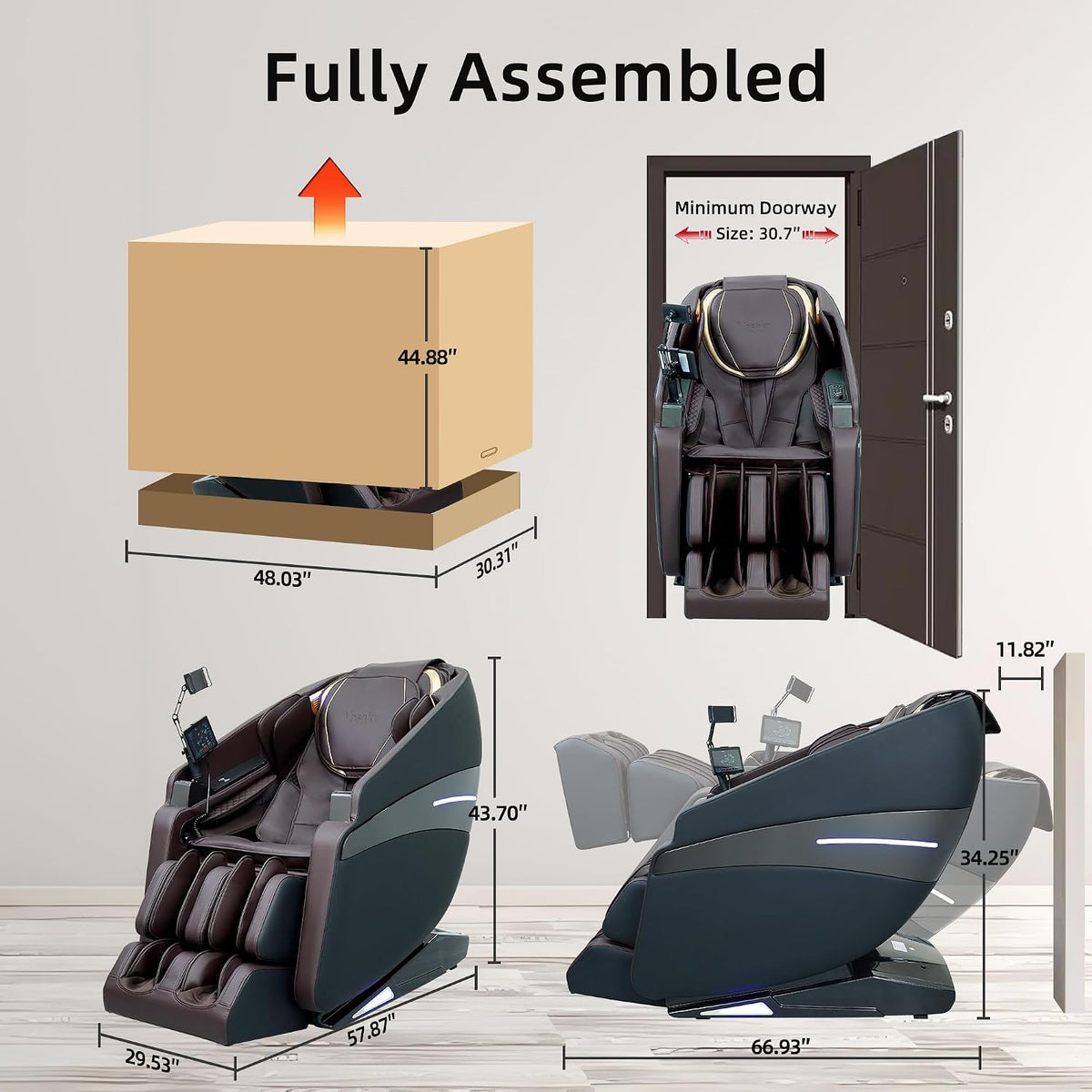 4D Massage Chairs Full Body Recliner with Heat Zero Gravity EX- SL Track Shiatsu Massage Chair with AI Voice, 7"