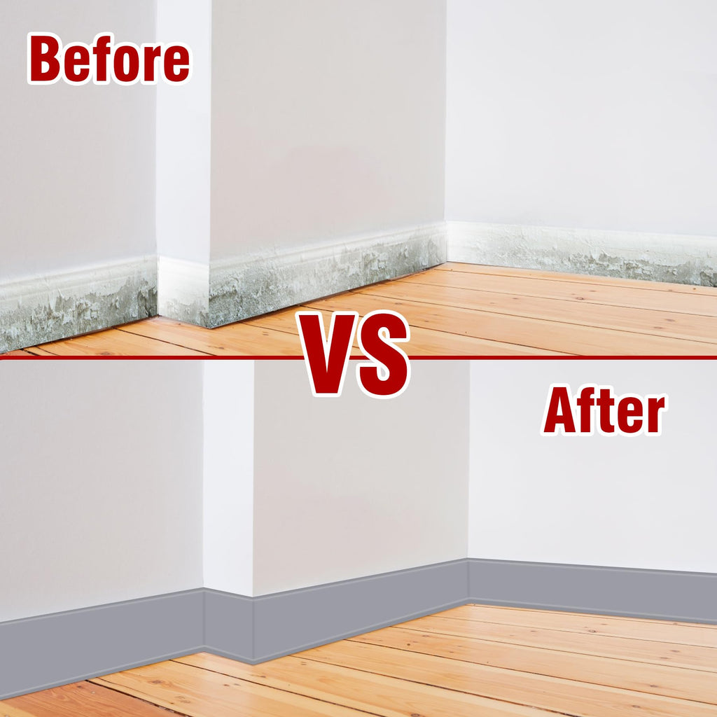 Vinyl Baseboard Molding Trim 3 Inch x 40 Feet Peel and Stick Baseboard Trim Flexible PVC Cove Base Moulding