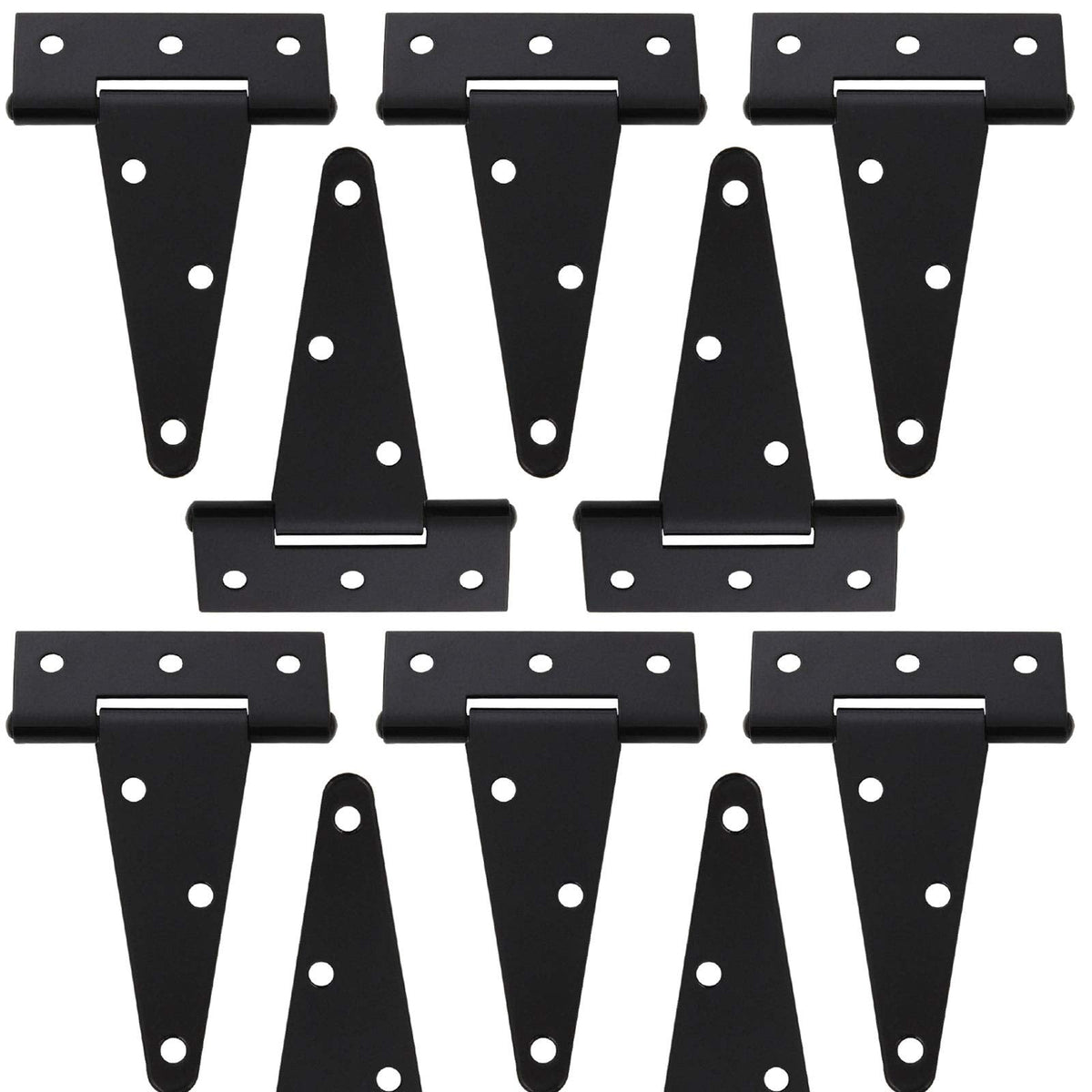 10 Pack T-Strap 4 Inch Heavy Duty Tee Hinge Black Barn Door Gate Hinges for Wooden Fences Strap Garden Door Wrought