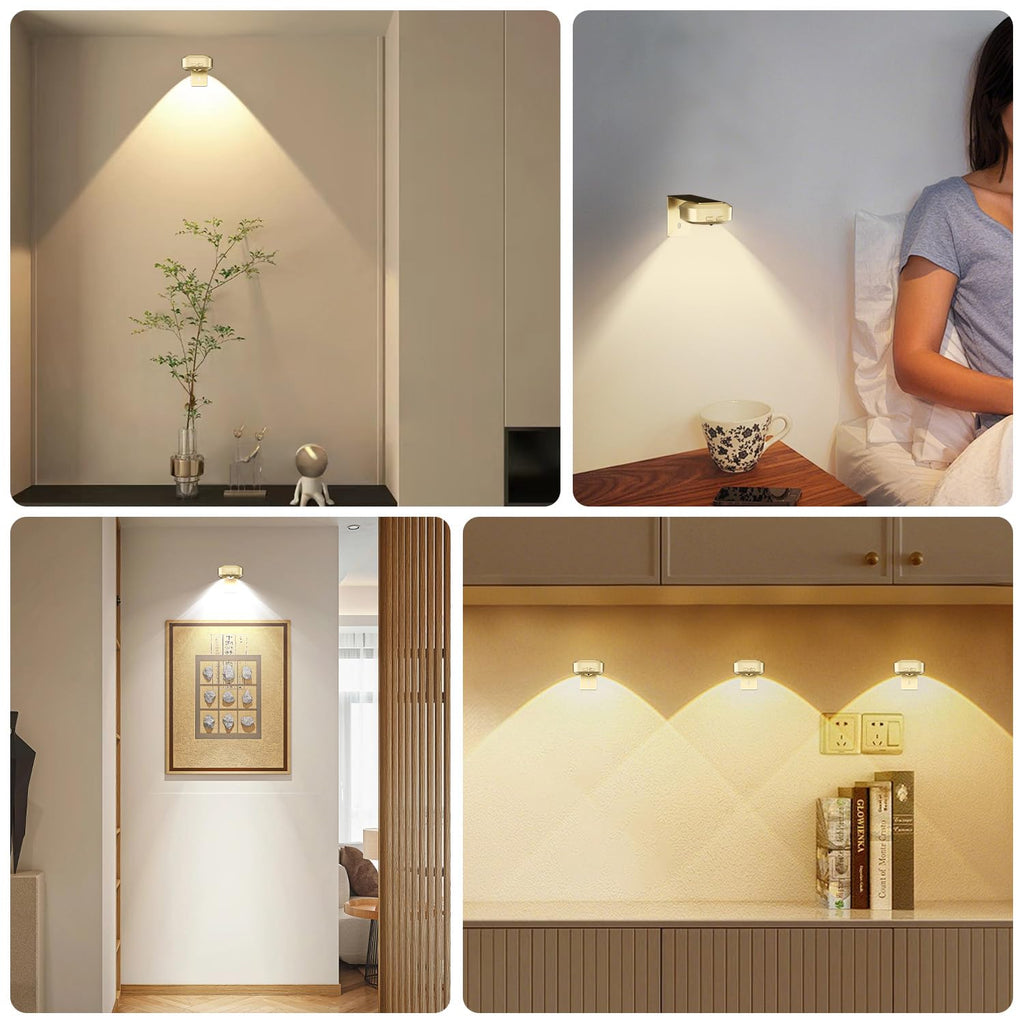Picture Lights for Wall 3 Pcs, Rechargeable Battery Operated Magnetic Wall Lights with 3 Color Temps, Remote Dimmable