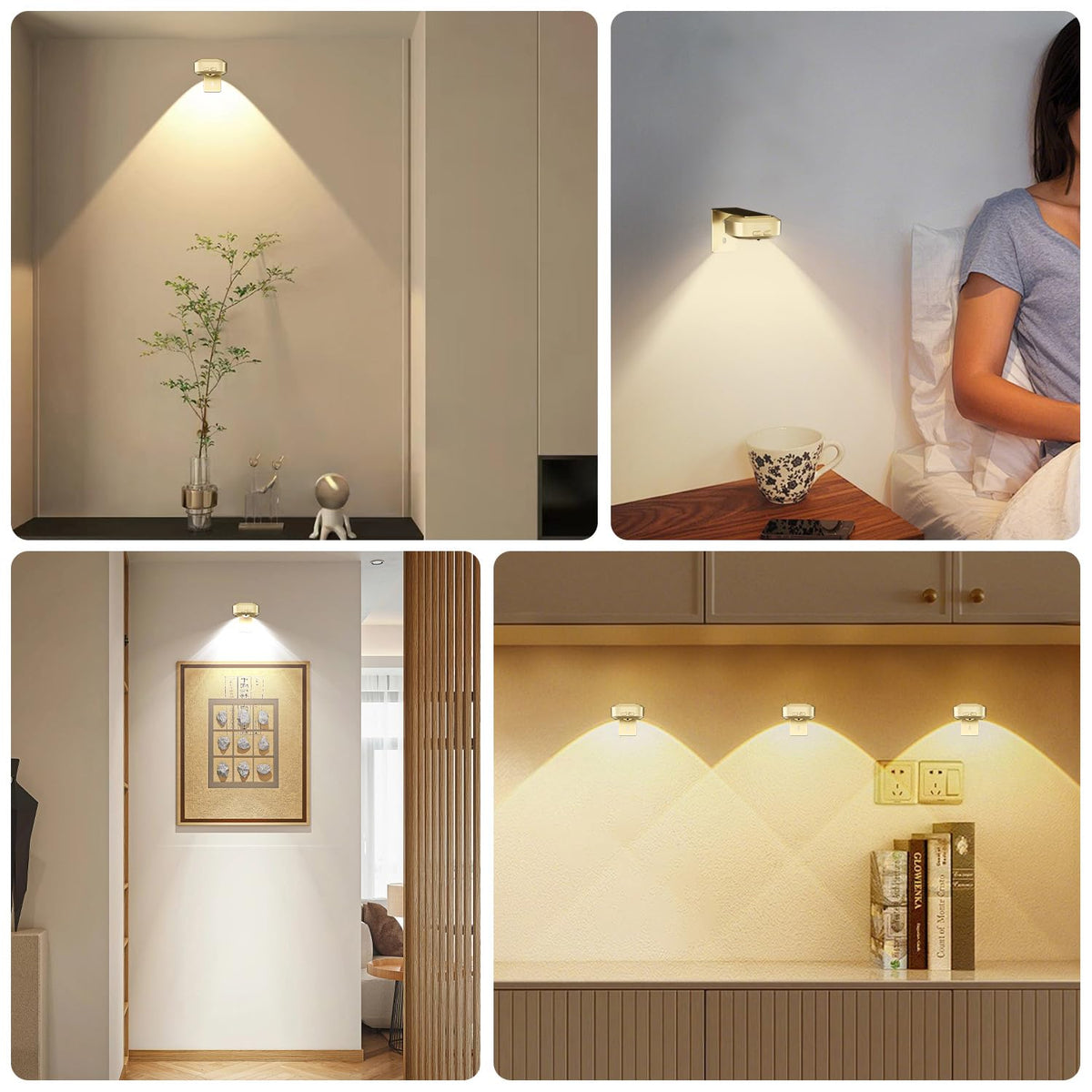 Picture Lights for Wall 3 Pcs, Rechargeable Battery Operated Magnetic Wall Lights with 3 Color Temps, Remote Dimmable