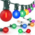 50Ft Outdoor Frosted Multicolor Christmas Lights, Globe Patio String Lights with 25 Ceramic Colorful Bulbs(2 Spare)