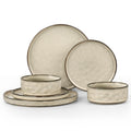 6 Pieces Stoneware Dinnerware Set, Dishes Set for 2, Sandy Beige