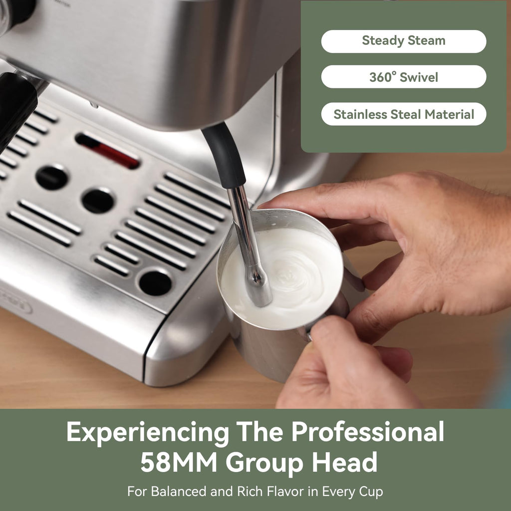 Commercial Espresso Machine|PID&NTC Temp Control with Steam Wand