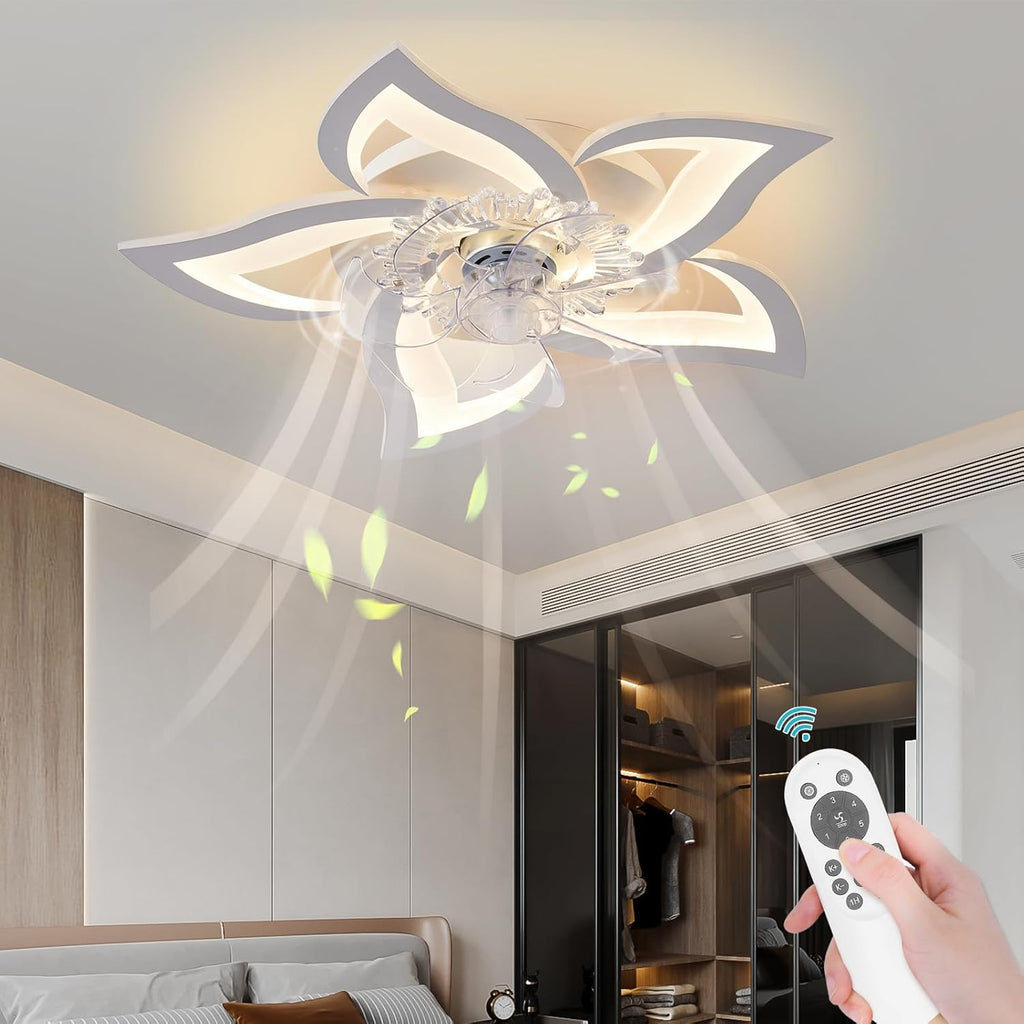 Flush Mount Ceiling Fan with Light & Remote