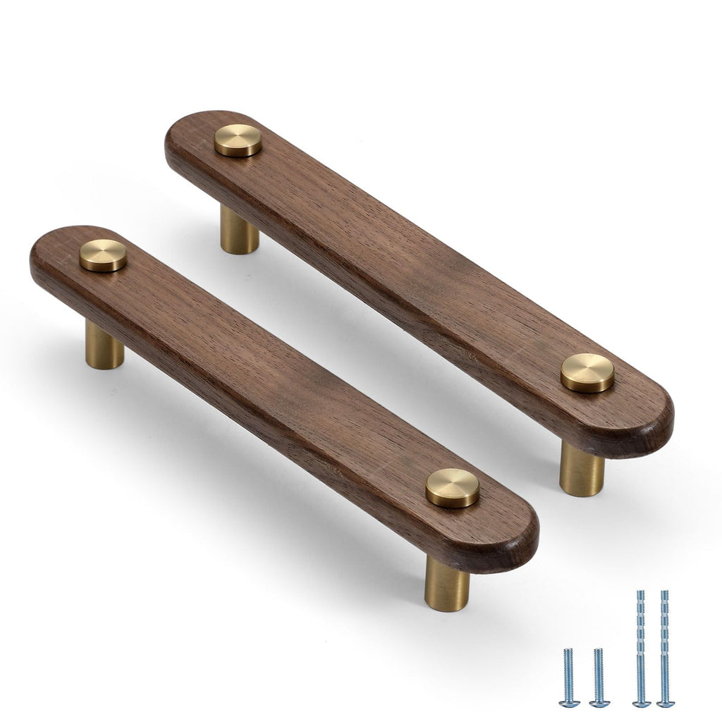 4 pcs 5.04 in Walnut Brass Cabinet Door Handles Cabinet Wine Cabinet Wardrobe Drawer Door pulls